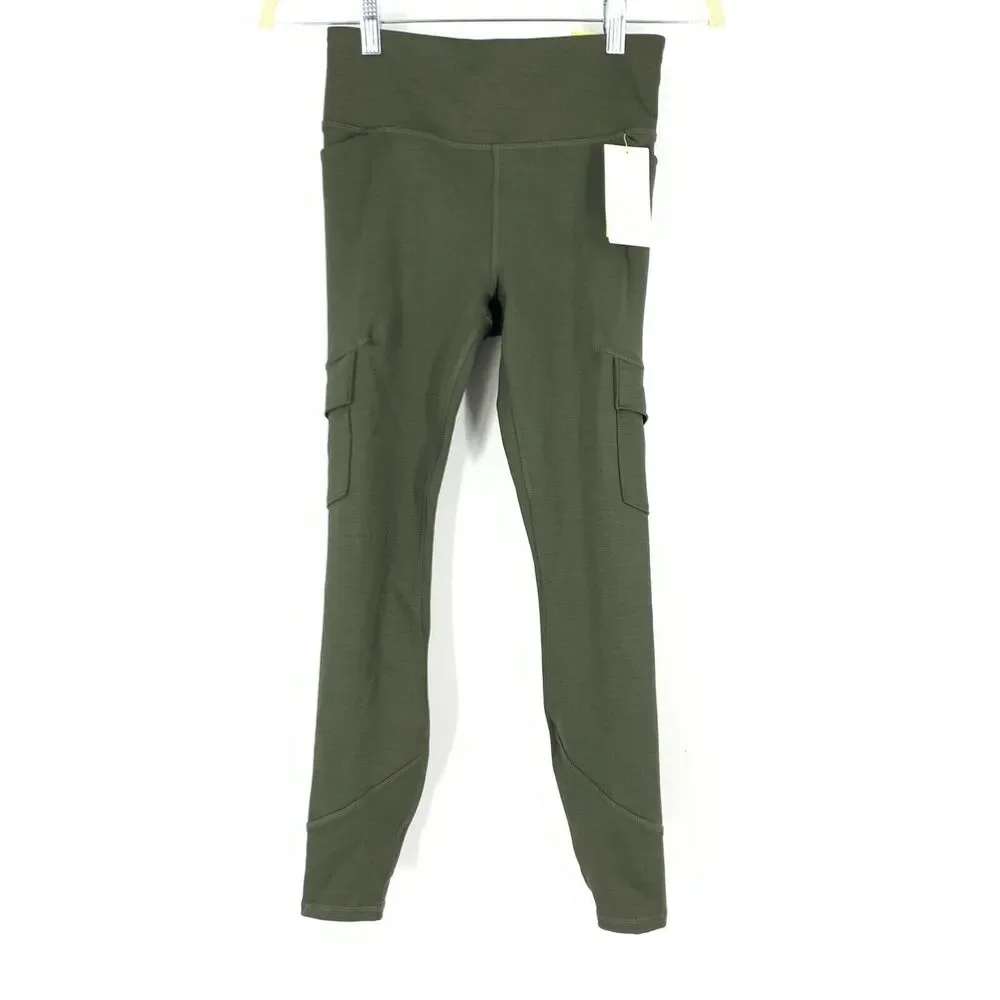 All in Motion XS Cargo Leggings Green Women's High-Waisted NWT - Picture 2 of 7